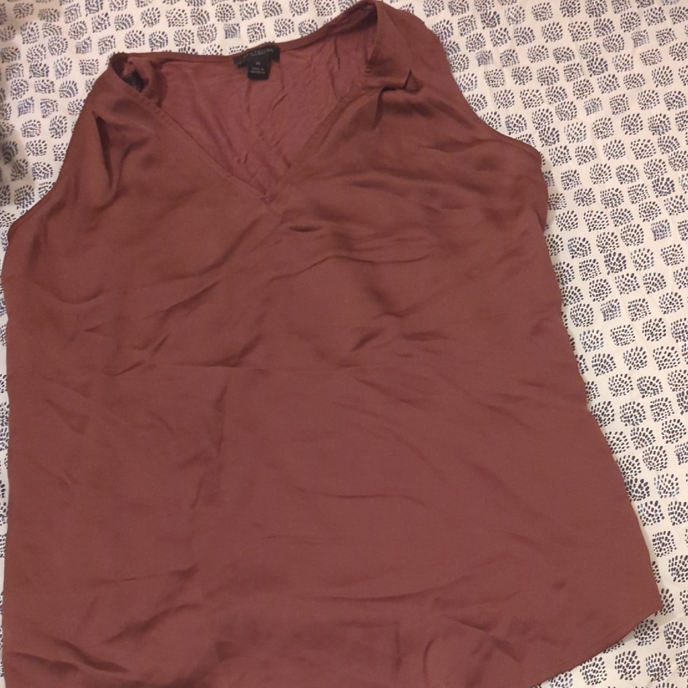 Ann Taylor V-Neck Sleeveless Top - Deep Brown